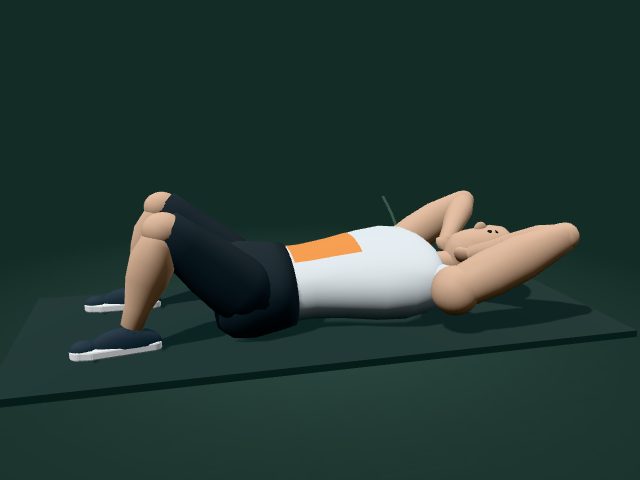 Modelo ilustrativo de crunch abdominal en suelo