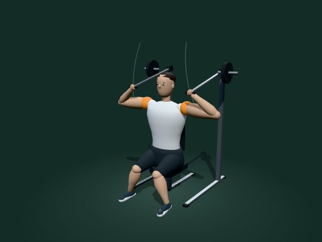 Modelo ilustrativo de press de hombros en máquina